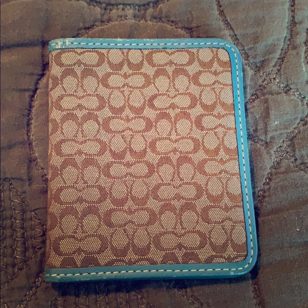 Coach blue card holder wallet
